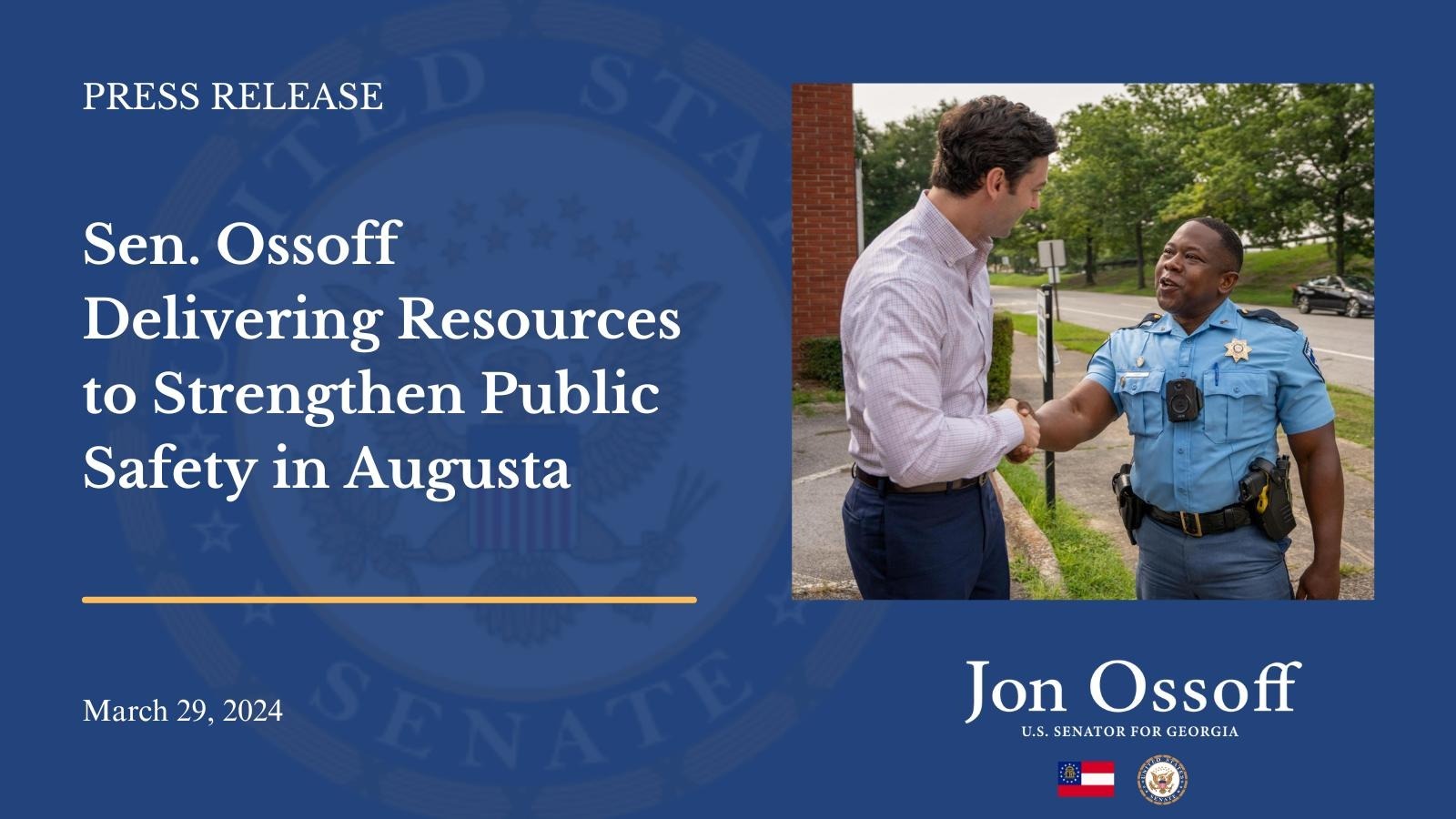 Sen Ossoff Delivering Resources To Strengthen Public Safety In Augusta