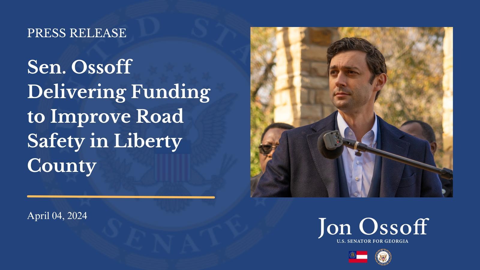 Sen Ossoff Delivering Funding To Improve Road Safety In Liberty County