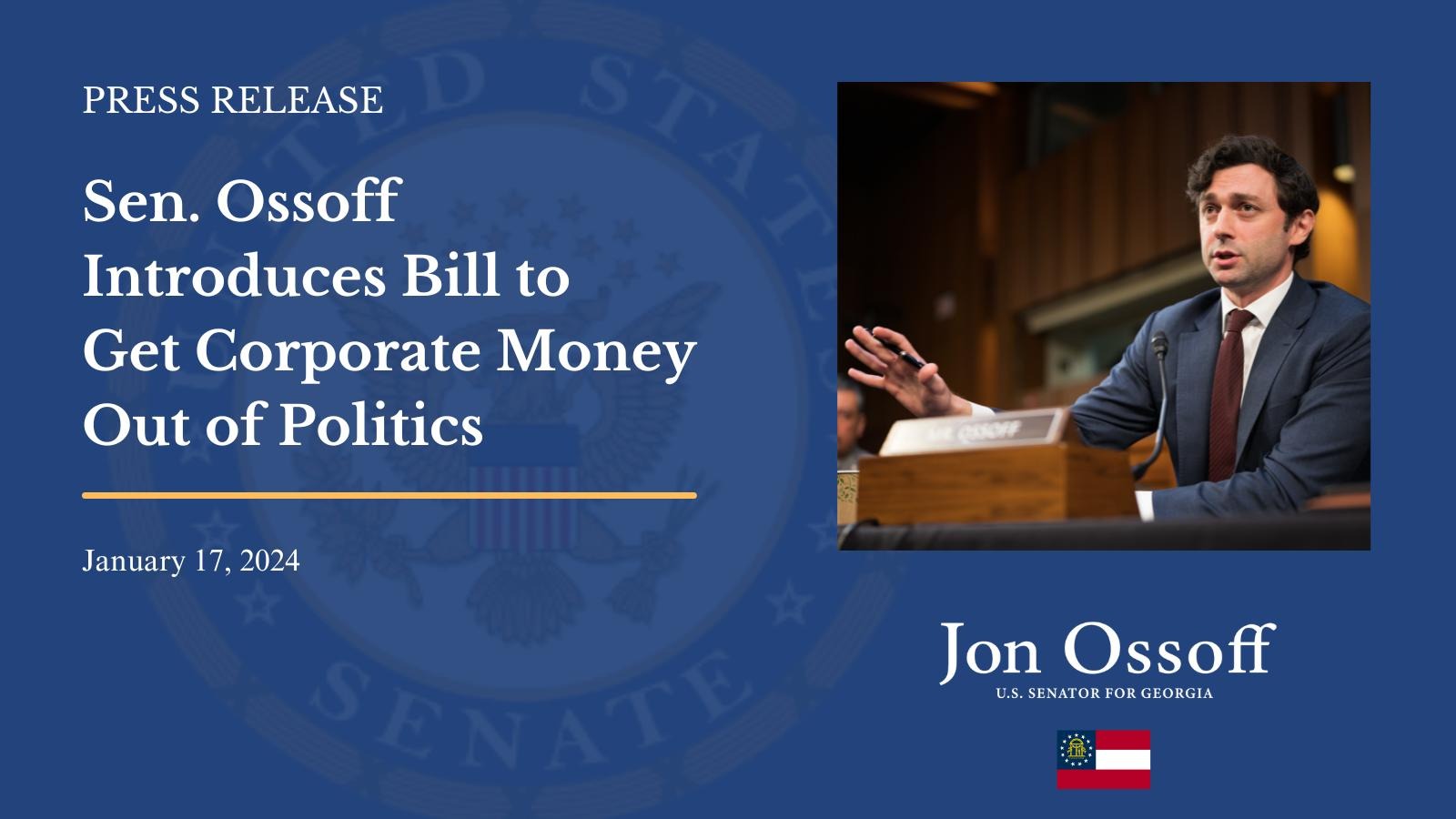 Sen. Ossoff Introduces Legislation To Get Corporate Money Out Of ...