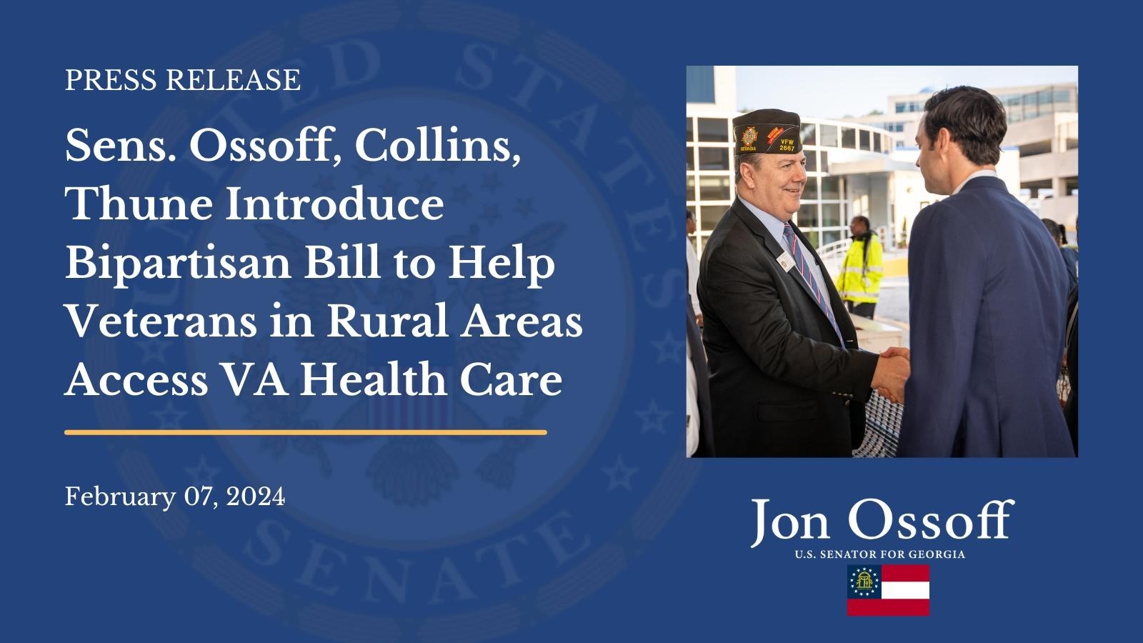 Sens. Ossoff, Collins, Thune Introduce Bipartisan Bill to Help Veterans ...