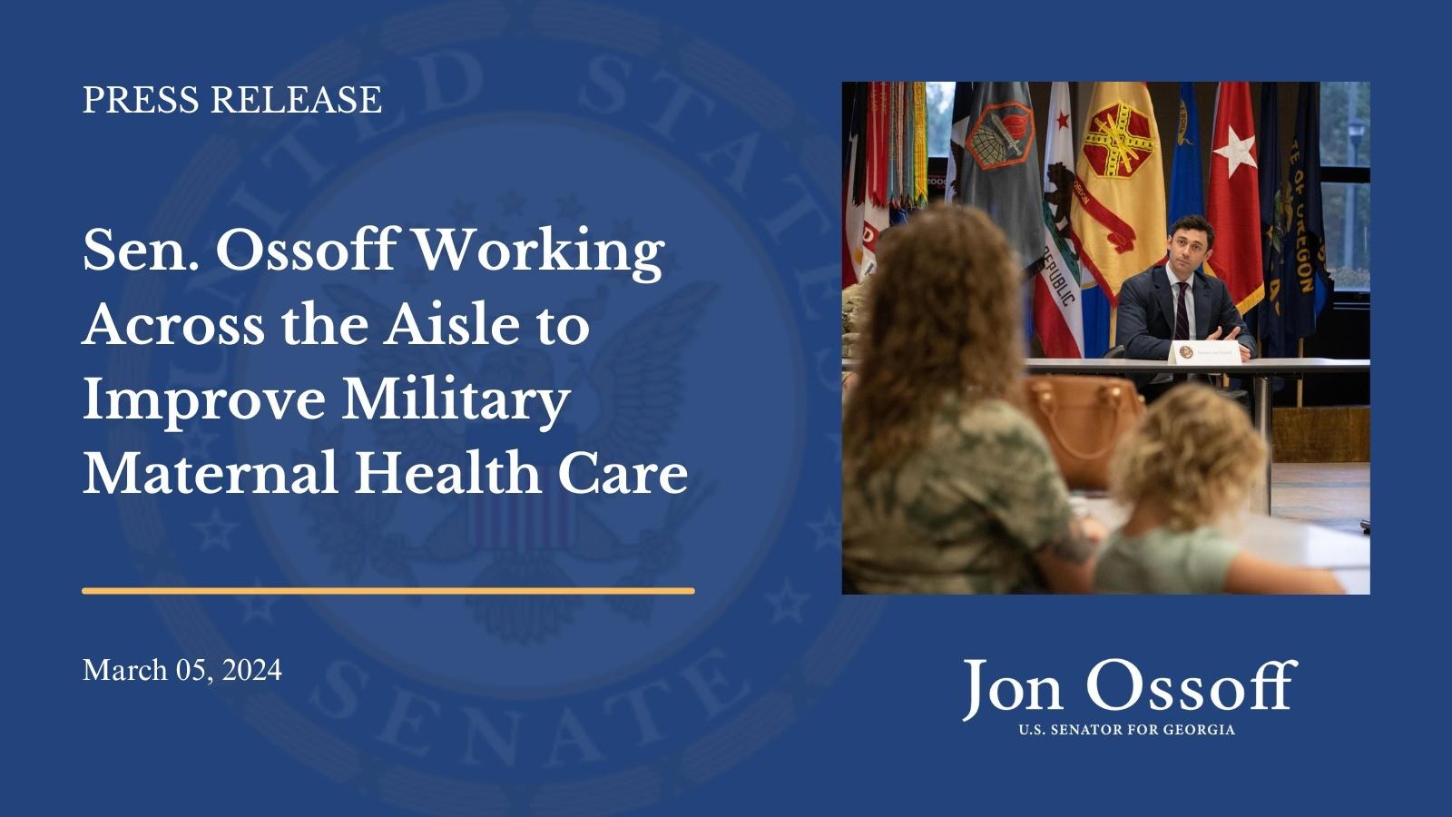 Sen. Ossoff Working Across the Aisle to Improve Military Maternal ...