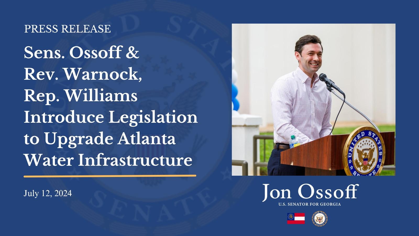 Sens. Ossoff & Rev. Warnock, Rep. Williams Introduce Legislation to Upgrade Atlanta Water Infrastructure – U.S. Senator for Georgia Jon Ossoff